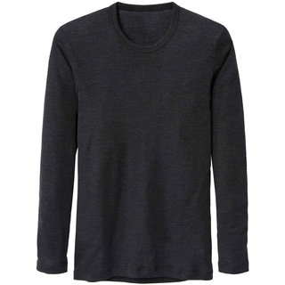 CALIDA Herren Unterhemd Wool &Silk, schwarz aus Schurwolle und Seide, langarm extrem weich, Größe: 46/48
