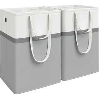 Songmics Wäschekorb 2er Set, 110 L mit Griffen, taubengrau
