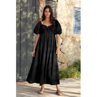 Next Neckholderkleid Midikleid mit Neckholder und Puffärmeln (1-tlg) schwarz 42 (GB: 14)