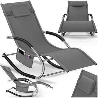 Tectake Taya Gartenliege 200 x 62 x 92 cm Grau