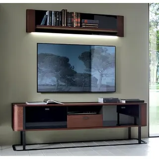 JVmoebel Wohnwand Modern Set TV-Lowboard Komplett Wandregal Einrichtung Wohnzimmer, (TV-Lowboard + Wandregal), Made in Europa braun