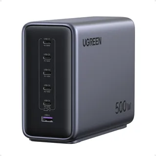 UGREEN Nexode 500W USB C Ladegerät 6-Port Netzteil GaN Ladestation PD 3.1 Desktop Charger Mehrfach kompatibel mit MacBook, iPad Pro/Air, iPhone 16-8 Serie, Galaxy S25-S22