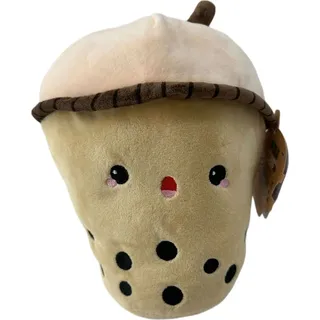 Bubble Tea Plüschtier 26 cm – Boba Kuscheltier Kissen für Kinder beige