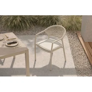 HARTMAN Shades of Colour Taragona Gartensessel, sand/beige, Alu/Polyester/Rope-Geflecht, 58 x 62 x 79 cm, stapelbar