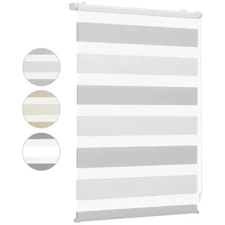 Doppelrollo Doppelrollo Zebra Rollo Zweifarbig Klemmfix ohne Bohren Sichtschutz, Sekey, freihängend, Extra breite Stoffbahnen, Lichtregulierung, Kettenzug links/rechts grau 130 cm x 150 cm