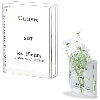 Tyatiyzn Buchvase,Buch Vase Transparente, Klare Buchvase,für Schlafzimmer Tischdeko Wohnzimmer Büro.