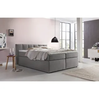 Möbelfreude Boxspringbett Boxspringbett Valina 90x200 cm Hellgrau H3, 90x200 cm Hellgrau H3 niedriges Kopfteil 90 cm Ideal für Dachsschrägen grau