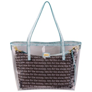 goldmarie Shopper Tasche transparent mit Canvas Bag gemustert türkis, durchsichtig weiß