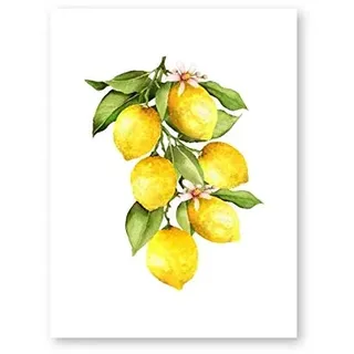 DASS Leinwand-Malerei Zitrone Ölgemälde auf Leinwand Bild von Obst auf Lemon Branch, Kunst Familienzimmer Poster, for Küchen-Wand-Dekoration Kein Rahmen (Size : 50x70cm No Framed)