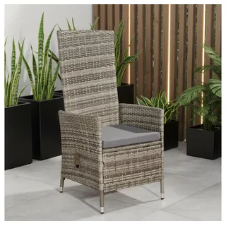 Melko Gartensessel Relaxsessel Gartenmöbel Sitzmöbel Grau Polyrattan Balkon Terrasse (Stück) grau