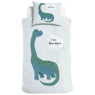 Royal Textile Kinderbettwäsche Kinderbettwäsche I am a Dino-Snore Blau 140 x 220, 2 teilig, 100 % Baumwolle