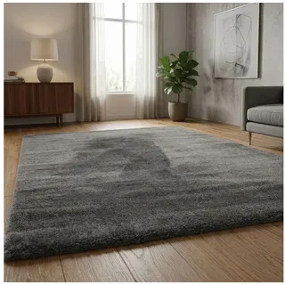 Vimoda Fellteppich Mikrofaser Ultra Weich, Teppich Wohnzimmer in moderne Farben, Rund, Höhe: 18 mm, Teppich Hochflor Mikrofiber Läüfer Shaggy Flauschiger schwarz Rund | 66 cm x 66 cm x 18 mm