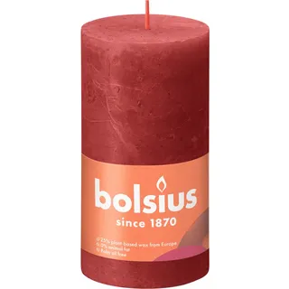 Bolsius Rustik Stumpenkerze 13 x 6,8 cm zartes rot