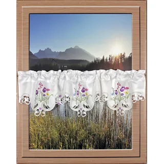 HOSSNER - ART OF HOME DECO Querbehang Blumensee Stangendurchzug 120 x 30 cm Grün/Lila/Weiß 1 St