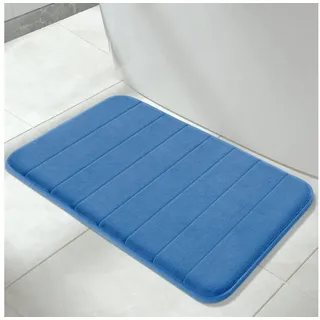 LuxusKollektion Schaum-Badematte Badematte Blau 80x50cm, Höhe 10 mm, rutschhemmend beschichtet, Memory Schaum, Textil, rechteckig blau