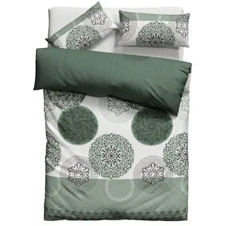 OTTO home Bettwäsche Tesso in Gr. 135x200, 155x220 oder 200x200 cm, Linon, 2 teilig, Bettwäsche mit Ornamenten und in verschiedenen Qualitäten grün