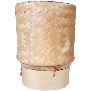 CCcollections Traditioneller handgefertigter Bambus-Klebreiskorb – umweltfreundlicher Servierkorb für Reis (Round Sticky Rice Basket)