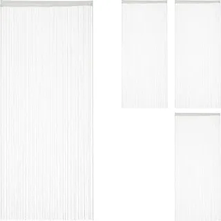 Relaxdays - 4 x Fadenvorhang weiß, kürzbar, mit Tunneldurchzug, für Türen & Fenster, waschbar, Fadengardine, 90x245 cm, white