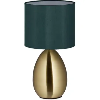 Relaxdays Tischlampe Gold/Grün