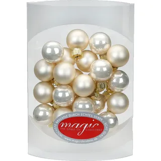Magic 25 STK. Weihnachtskugel 2cm Glas Weihnachtsschmuck Weihnachtsdeko Deko Box, Farbe: Champagner Glanz/Matt