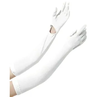 BrightGlow UV-Sonnenschutzhandschuhe UPF 50+ Kühlende Armmanschetten Armlinge Radsport UV Ärmeln Handschuhe Sonnenschutz Armel mit Handschuhen Lange Sonnenschutzhandschuhe für Outdoor Weiß