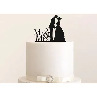 Cake Topper, Tortenstecker, Tortefigur Acryl, Tortenständer - Farbwahl - Etagere Hochzeit Hochzeitstorte (Schwarz)