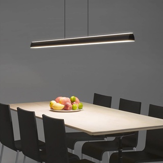 Moderne LED pendelleuchte esszimmer dimmbar hängelampe esstisch Linear design hängeleuchte mit Fernbedienung Kreative Design Esstischlampe, Moderne Hänge lampe für Wohnzimmer Küche (Schwarz, L150cm)