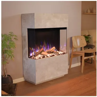 GLOW FIRE Elektrokamin PR15 E-Motion 3D, Elektrischer Kamin mit 3D Feuer mit Heizung, täuschend echte Flamme mit Heizung, 3 Dekorationen