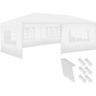 Tectake Pavillon Novara 6 x 3 m inkl. 5 Seitenteile Weiß