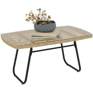 Outsunny Polyrattan Beistelltisch 90 x 50 x 45 cm Naturholz/Beige