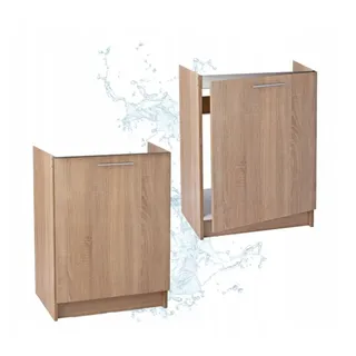STAMAR Spülenschrank Küchenschrank 60cm Sonoma Eiche Unterschrank Spüle Standschrank Slim Spülenschrank 50cm Tiefe ohne Spüle Montagefertig Kompakt Modern XXL braun