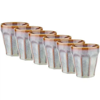 BUTLERS Tasse ohne Henkel 250ml 6er Set Kaffeebecher BERGAMO Steinzeug Geschirr Kaffeetasse Teetasse | Becher Cappuccino Latte Macchiato | Landhausstil, gerippt | Mikrowellen- spülmaschinenfest