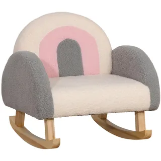 Homcom Kindersofa für Kleinkinder Babysitz Lammfellimitat Eukalyptusholz Grau