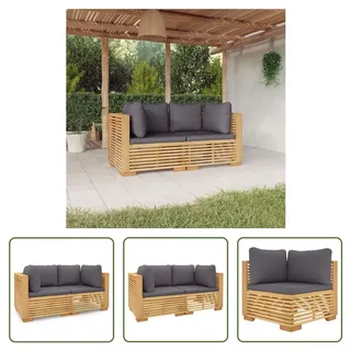 The Living Store Garten-Ecksofas mit Kissen 2 Stk. Massivholz Teak - Braun