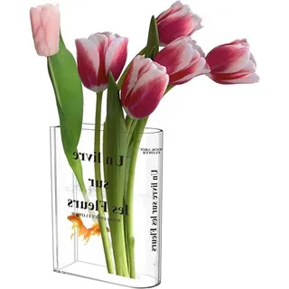 Famanu Buchvase Acryl - Dekorative Blumenpräsentation - Transparent
