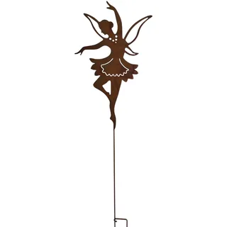 Bornhöft Gartenstecker Fee Edelrost, XXL Gartendekoration, 118 cm Höhe, Rostoptik Metall rostige Gartendeko Beetstecker