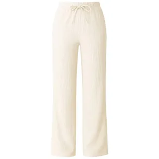 fashionshowcase Palazzohose Damen Sommerhose Crinkle Marlene-Hose mit weitem Bein Weiches & luftiges Material, leicht fallend, mit Crinkle-Struktur weiß 36