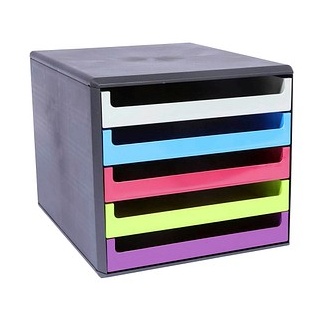 M&M Schubladenbox  grau, grün, orange, blau, rot 30057680, DIN A4 mit 5 Schubladen