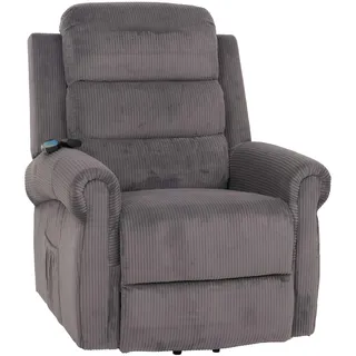 Mendler Fernsehsessel HWC-K63 Cord 86 x 138 x 86 cm Dunkelgrau mit Liegefunktion/Massagefunktion