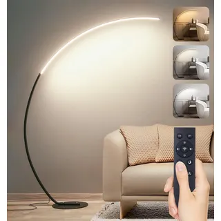 Aanyhoh LED Stehlampe Dimmbar Bogenlampe Wohnzimmer, 25W Schwarz Stehleuchte mit Fernbedienung, Modern Bogenleuchte 3 Farbtemperatur & Memory-Funktion, Leselampe für Sofa Büro Schlafzimmer, H:170cm