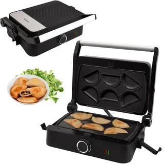 Syntrox Mini Empanada Kombigerät Multifunktionsmaker mit Wechselplatten, Kontaktgrill Edelstahl, Multifunktions Sandwichmaker, mit austauschbaren Platten, multifunktionales Küchengerät