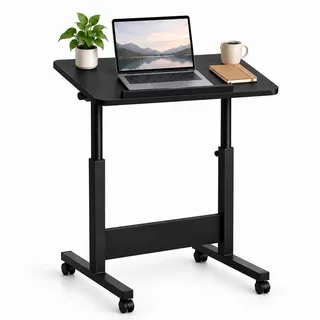 Relaxdays Laptoptisch höhenverstellbar, mit Rollen, schwarz