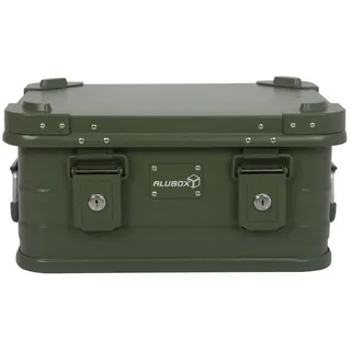 ALUBOX Kiste mit Deckel Metallkiste Spielzeugkiste E18 Liter (Abmessungen 42 x 32 x 20 cm), 7 verschiedene Farben - stapelbar & abschließbar grün