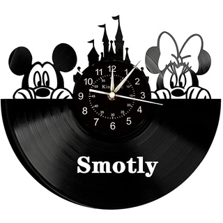 Smotly Vinyl Wanduhr, Mickey Mouse Thema Design große Wanduhr, Kinder Cartoon Schallplatte Wanduhr Geschenk (Geschenkhaken)