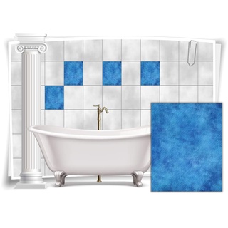 Medianlux Fliesen-Aufkleber Fliesen-Bild Mosaik Kachel Struktur Blau Sticker Bad WC Küche Deko Digitaldruck Folie, 6 Stück, 20x25cm m19-blau-95348