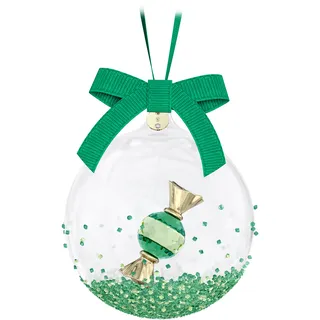 Swarovski Dekohänger "Sammelfigur Holiday Cheers Dulcis Weihnachtskugel", grün (kristallweiß, grün gelb, goldfarben), Dekohänger, B/H/T: 8cm x 10cm x 8cm, Kristallglas, Metall, Polyester, Swarovski Kristall, B:8cm H:10cm T:8cm