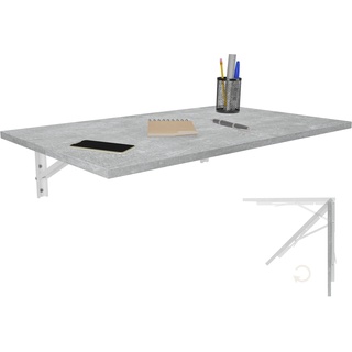 KDR Produktgestaltung Wandklapptisch Schreibtisch Tischplatte 80x50 cm in Betonoptik Klapptisch Esstisch Küchentisch für die Wand Bartisch Stehtisch Wandtisch Tisch klappbar zur Wandmontage