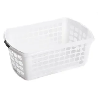 Wäschekorb 60cm Weiß – Wäschewanne Kunststoff mit Soft-Griffen, Wäschetragekorb Stabil, Wäschesammler für Nass- & Trockenwäsche