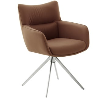 MCA LIMONE 2 4 Fuß Stuhl mit Armlehnen Edelstahl/Leder 360° drehbar - 61