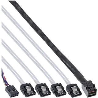InLine Mini SAS HD Kabel, SFF-8643 zu 4x SATA + Sideband, 1m